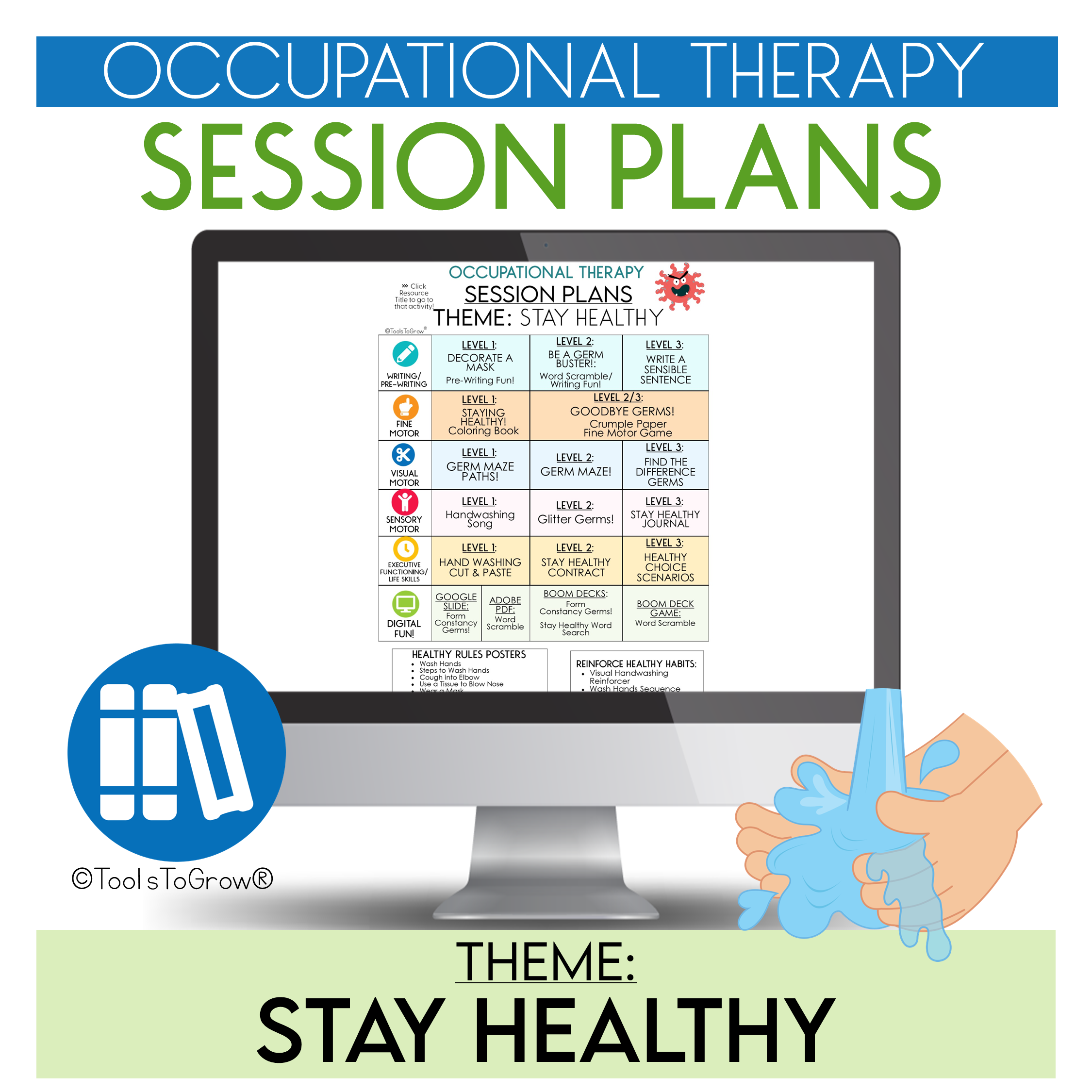 OT – Stay Healthy Themed Session Plans + BOOM CARDS! – Shop Tools To Grow