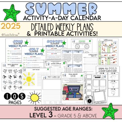 LEVEL 3: 2025 Summer Activity-a-Day Calendar + Weekly Plans + Resources= Grade 5 & Above - Image 2