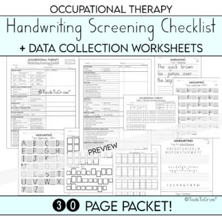 OT Handwriting Screening Checklist + Data Collection Worksheets